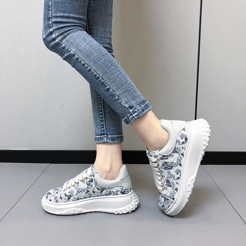 Trendy White Wedge Sneakers for Women