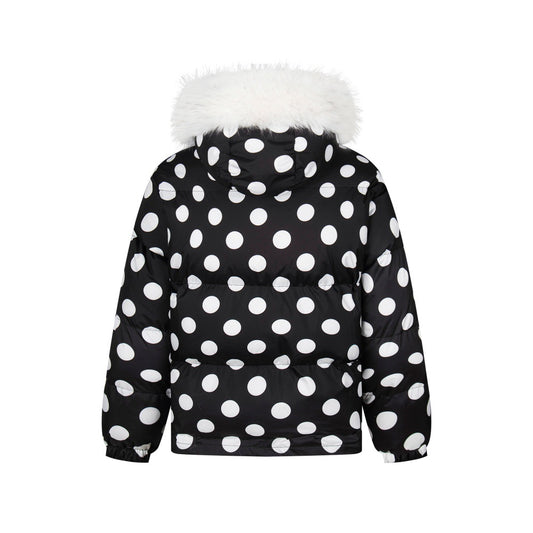 Full Printed Polka Dot Collar Hooded Cotton Jacket
