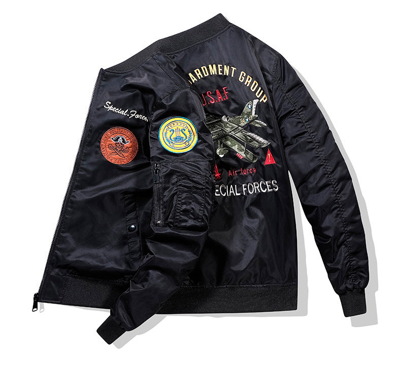 Men's Harajuku Style Casual Jacket with Shoulder Patches