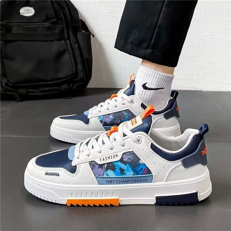 Harajuku-Inspired Breathable White Sneakers for Men