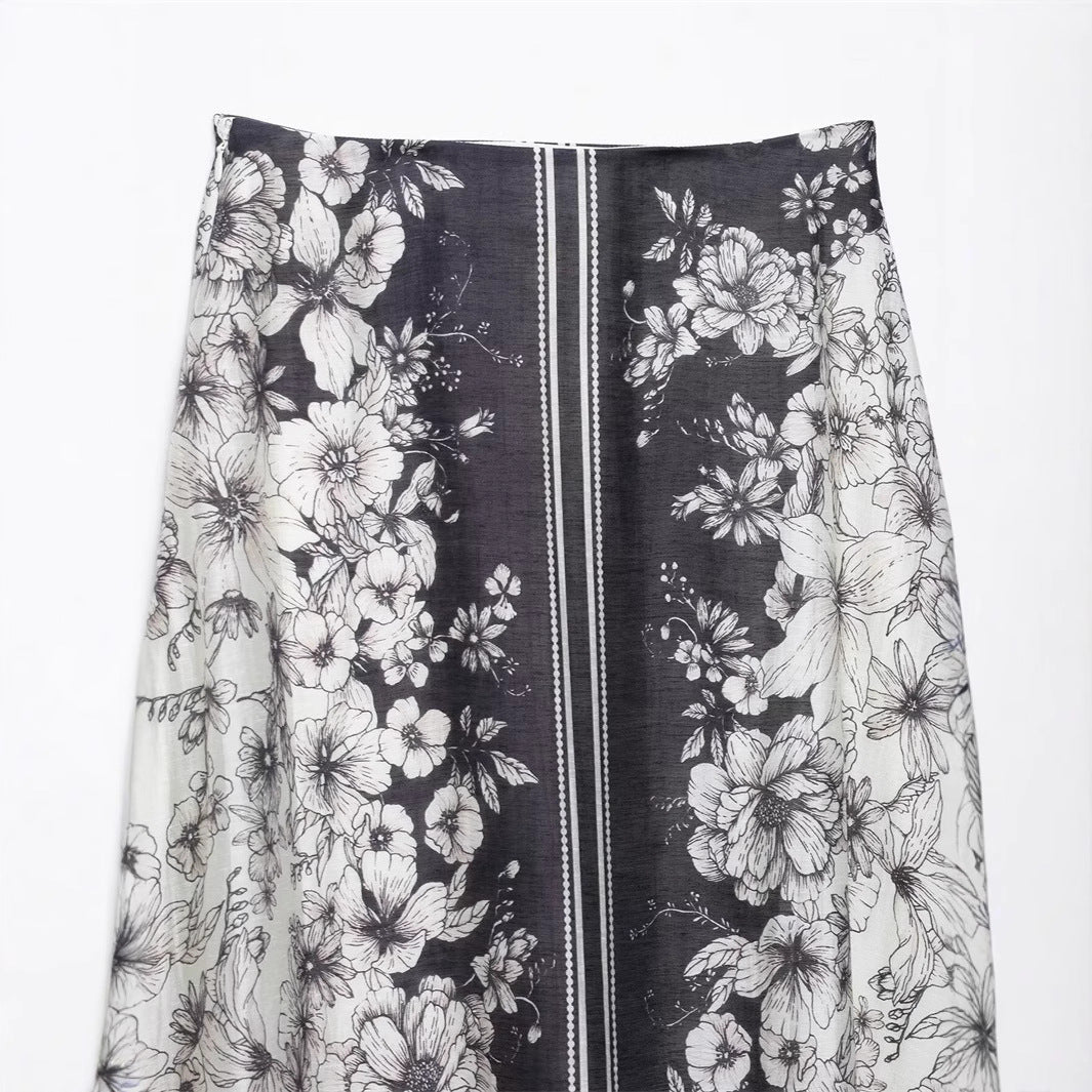 Playful High-Waisted Flared Midi Skirt