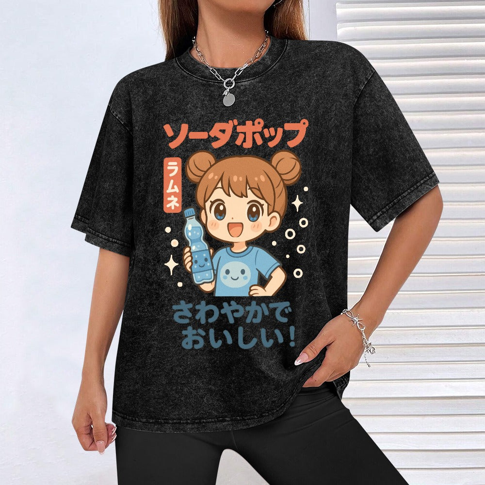 Kawaii Japanese Water Girl Vintage T-Shirt