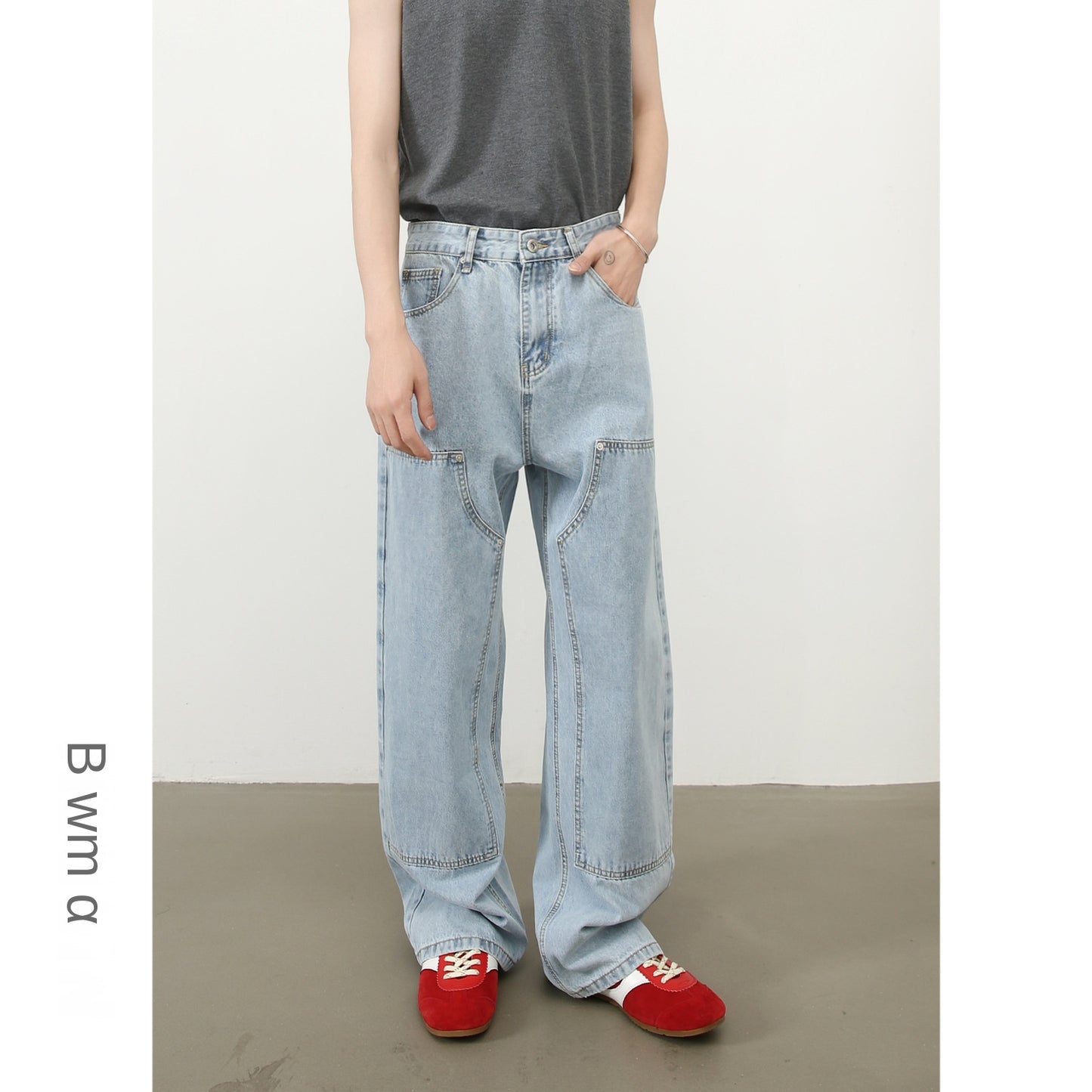 Nirben Loose Denim Pants for Men - Trendy Harajuku Style