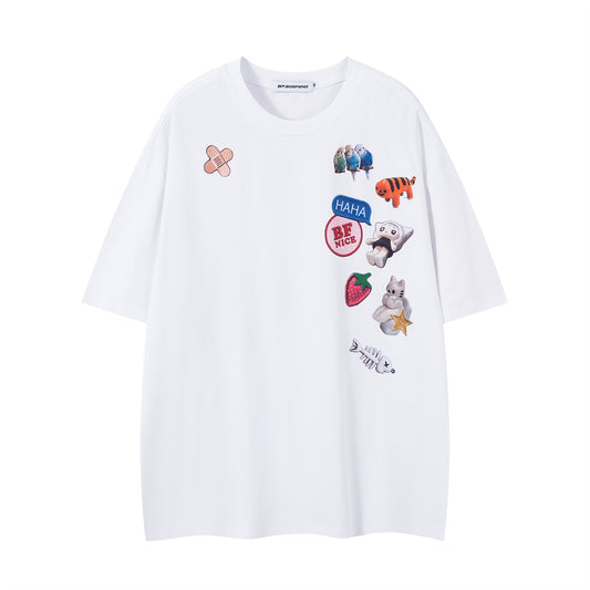 Street Fun Cartoon Print T-Shirt - Unisex Casual Top