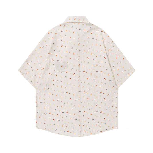 Embroidered Contrasting Tie Short-Sleeved Top — Harajuku Style Loose Fit