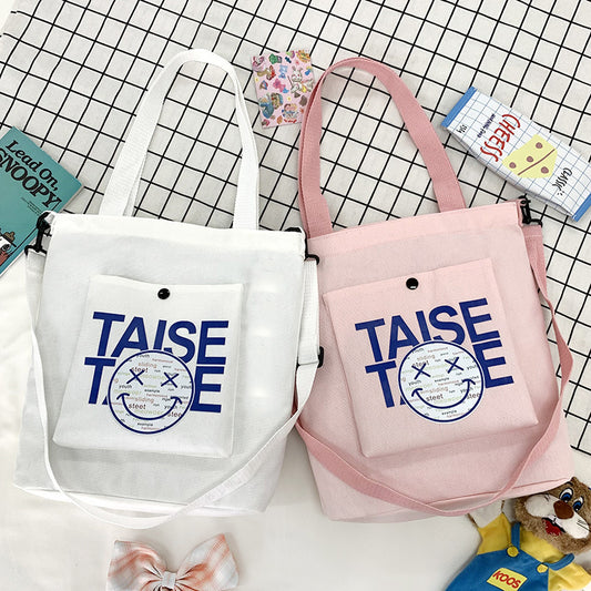 Playful Little Devil Shoulder Bag - Trendy Canvas Tote