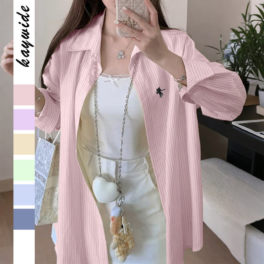 Casual Vacation Striped Long-sleeved Shirt for Women