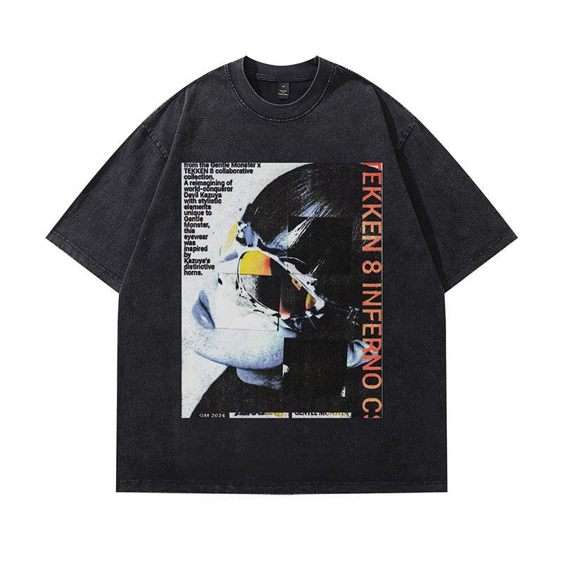 Harajuku Style Printed Heavyweight Cotton Short Sleeve T-Shirt