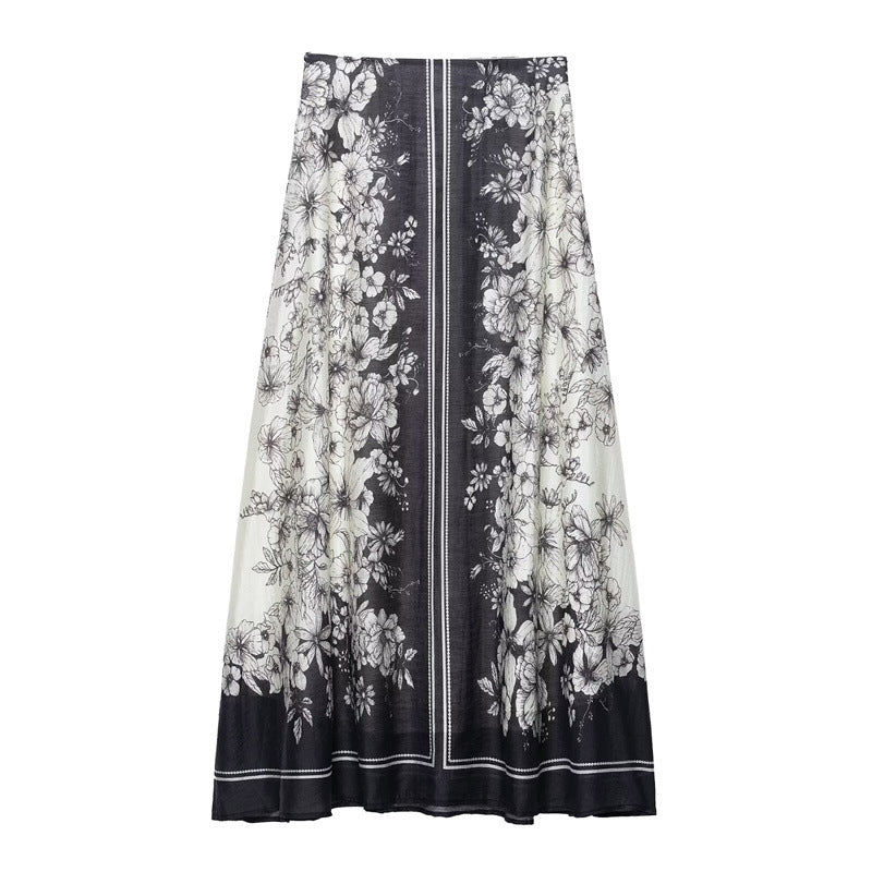 Playful High-Waisted Flared Midi Skirt