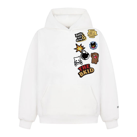Retro Flocking Logo Embroidery Hoodie - Unisex Casual Style