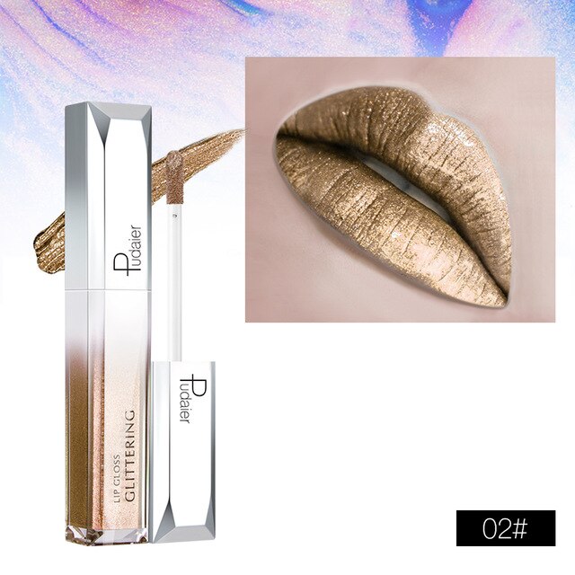 Metallic Glitter Shine Full Color Lipstick - 18 Shades