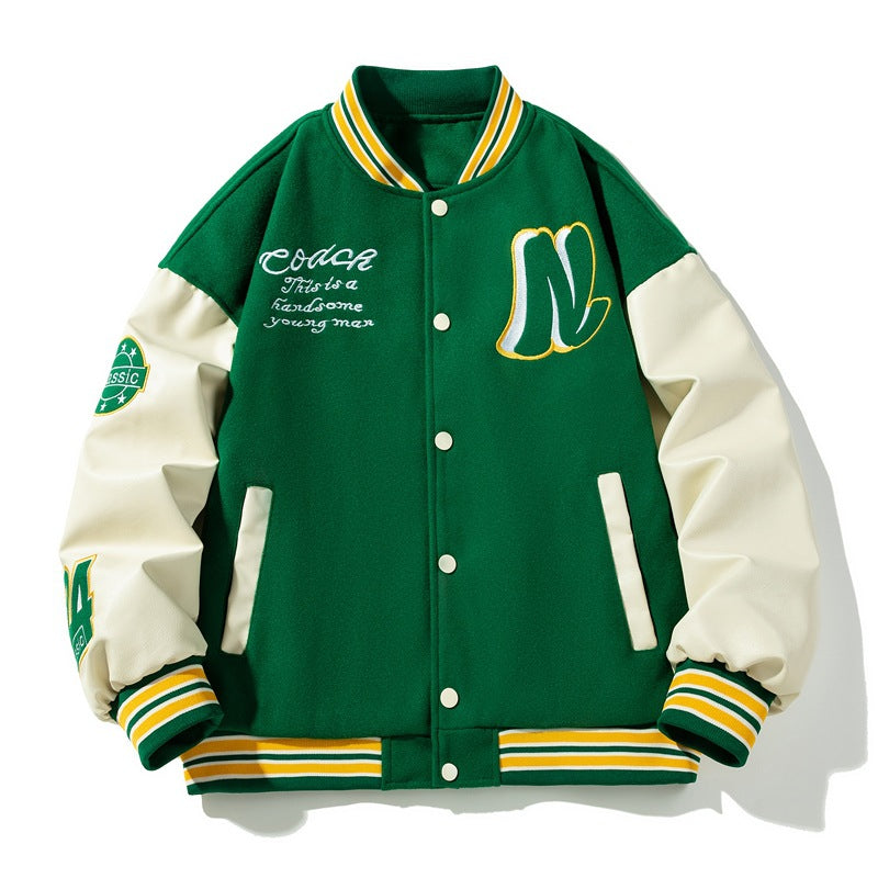 Embroidered Harajuku Style Baseball Jacket for Couples