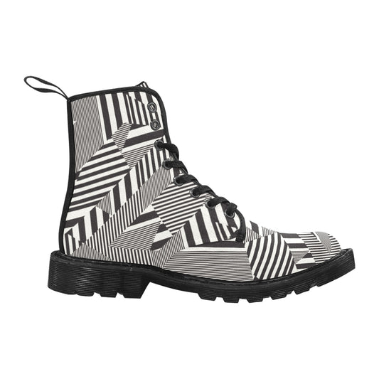 Black and White Zig Zag Canvas Boots