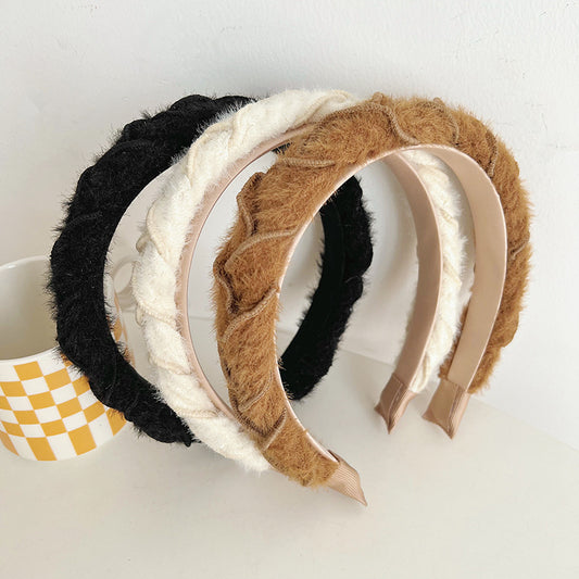 Stylish Hairband Mink Hair Braided Headband F010