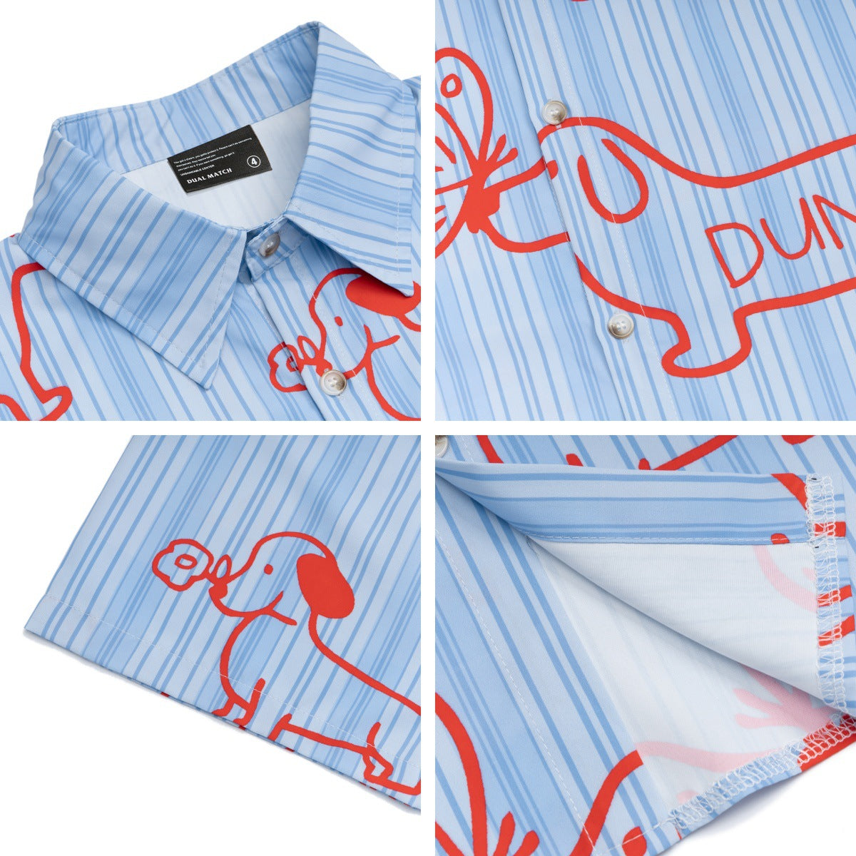 Dachshund Puppy Print Vertical Striped Shirt