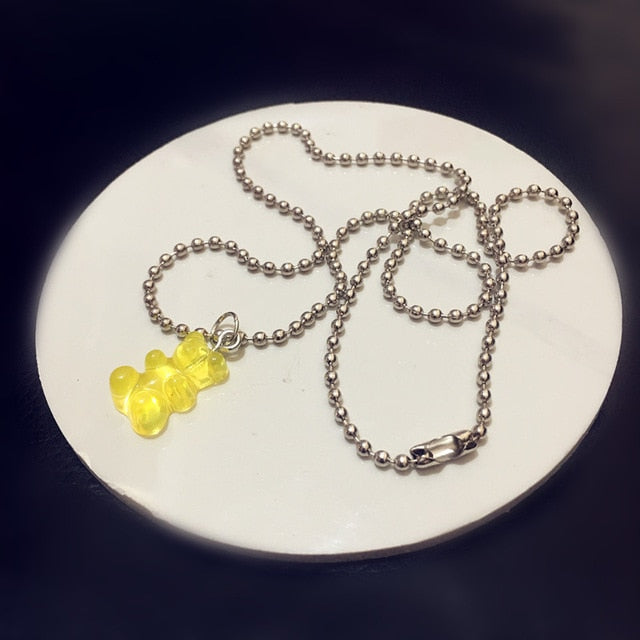 Colorful Gummy Bear Stainless Steel Necklace for Women