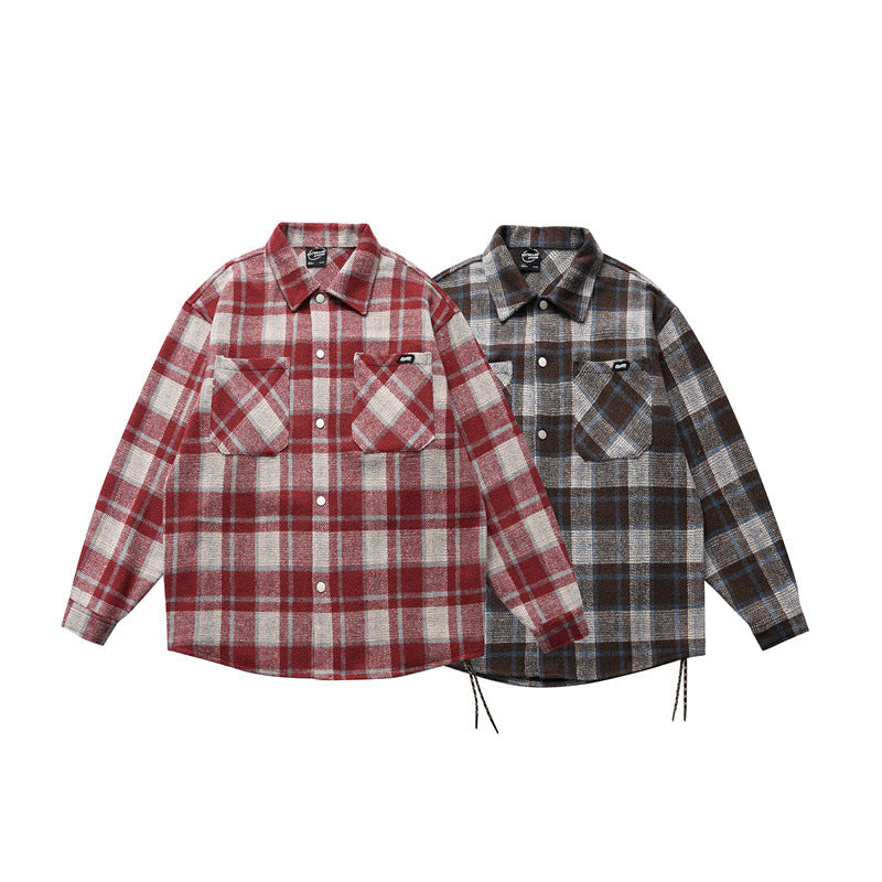 Harajuku Style Hanging Rope Plaid Casual Shirt