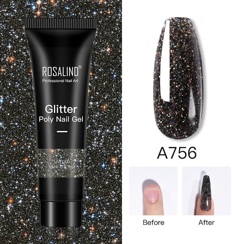 Glitter Poly Nail Gel Extension - 15ml Nail Polish for Manicure