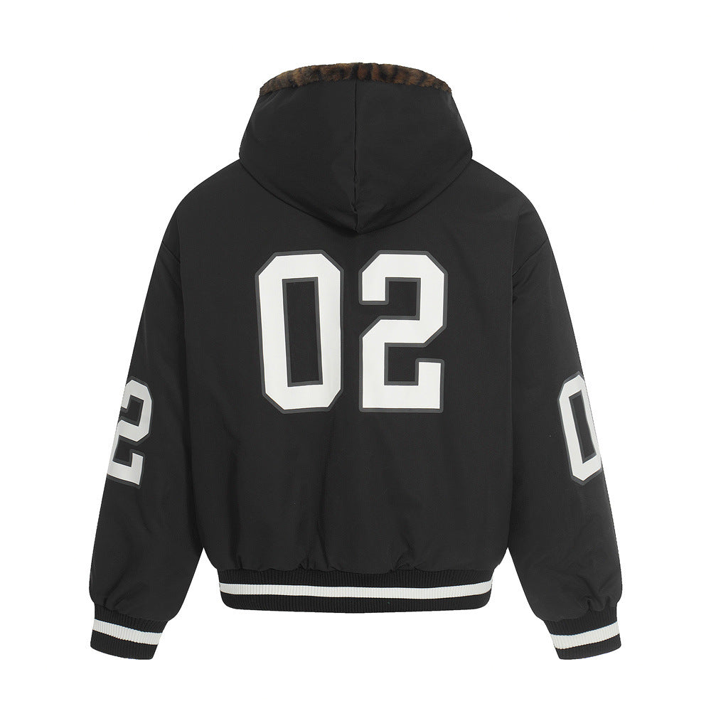 Men’s Reversible Leopard Hooded Jacket – Loose-Fit High Street Zip Coat