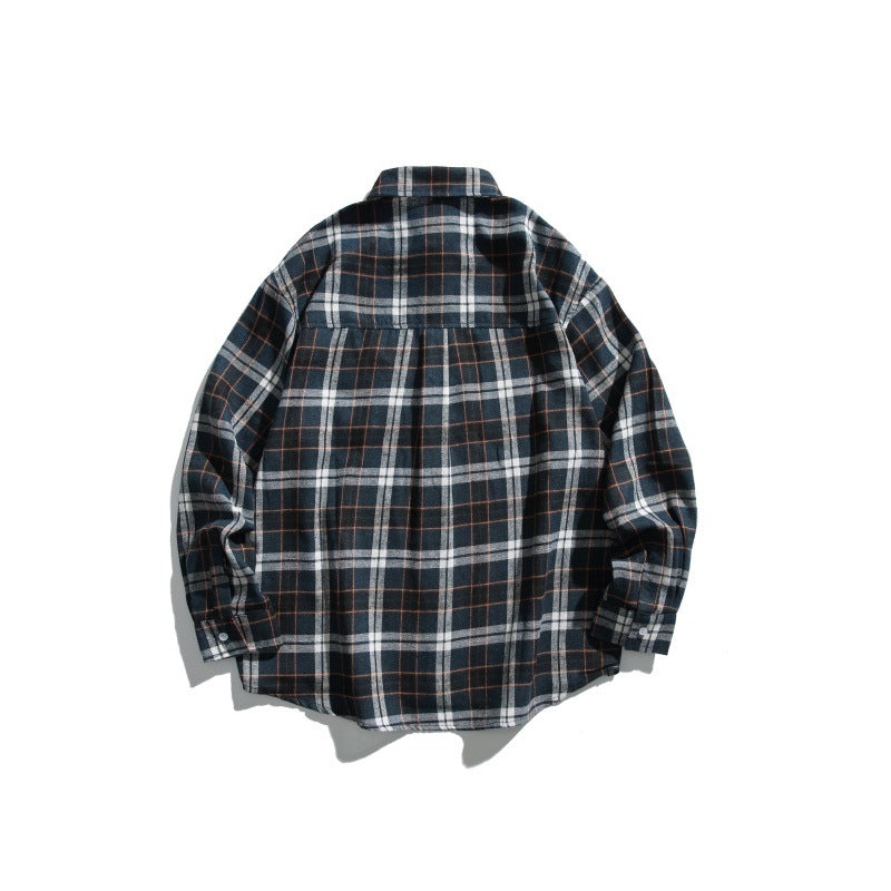 Color Blocked Plaid Long Sleeve Casual Shirt