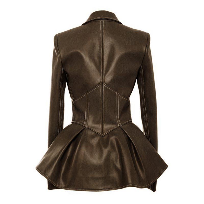 Harajuku Style Black Gothic Faux Leather Jacket for Women