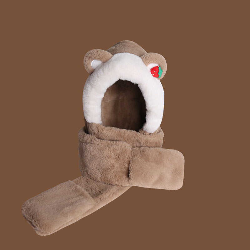 Harajuku Style Winter Bear Hat Scarf Gloves Set