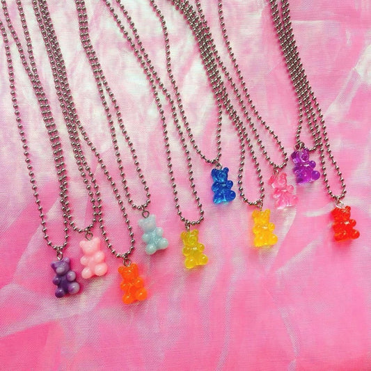 Colorful Gummy Bear Stainless Steel Necklace for Women