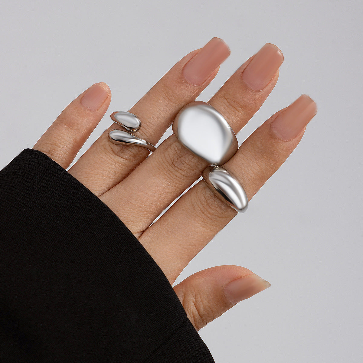 Playful Geometric Open Mouth Ring - Harajuku Style