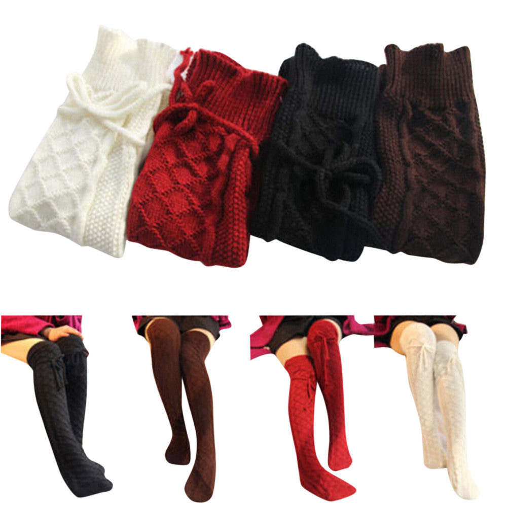 Harajuku Style Over Knee Socks - Sexy Cable Knit Thigh-Highs