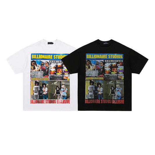 Men's Vintage Print Harajuku Style Loose Tee