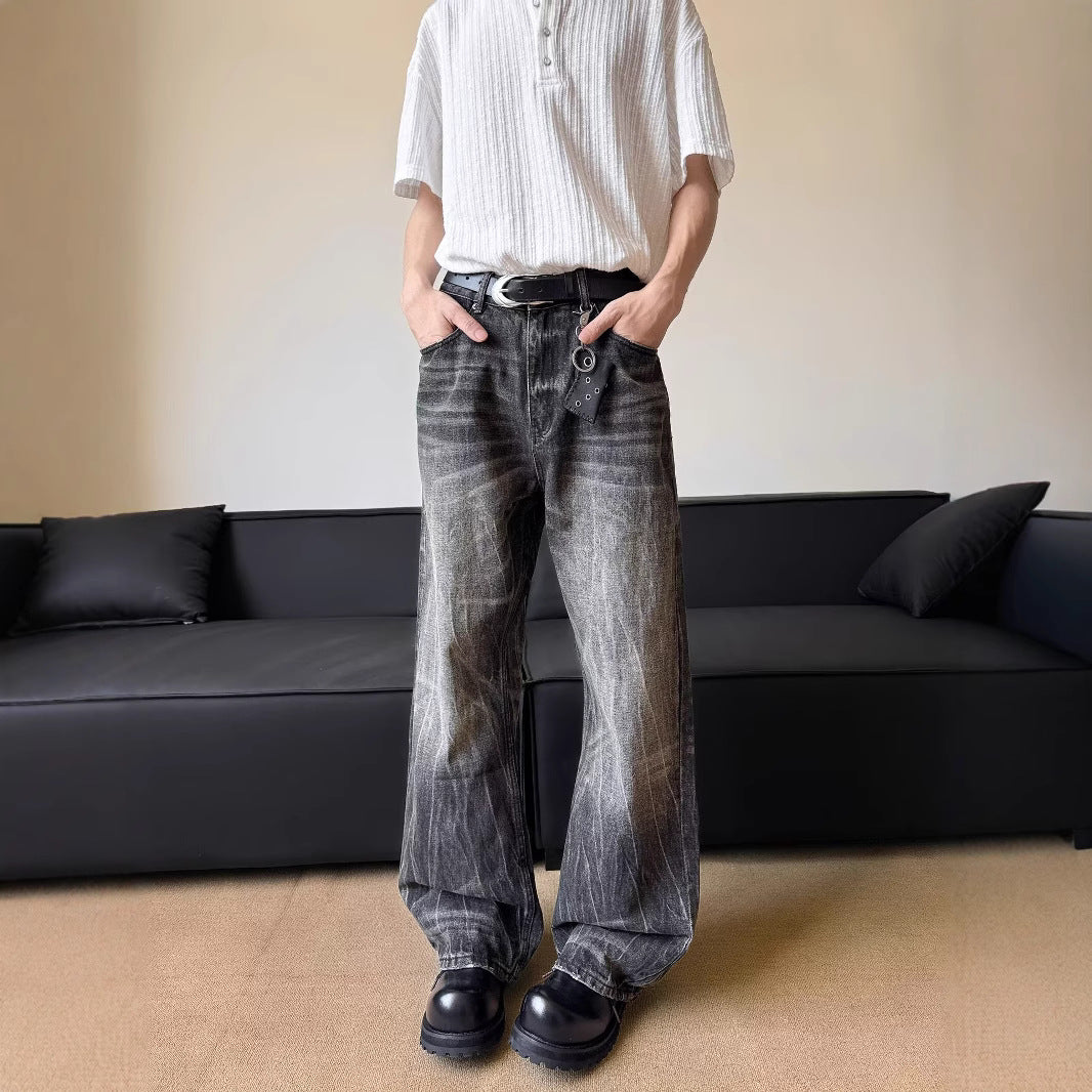 Retro Lightning Pattern Curved Knife Jeans