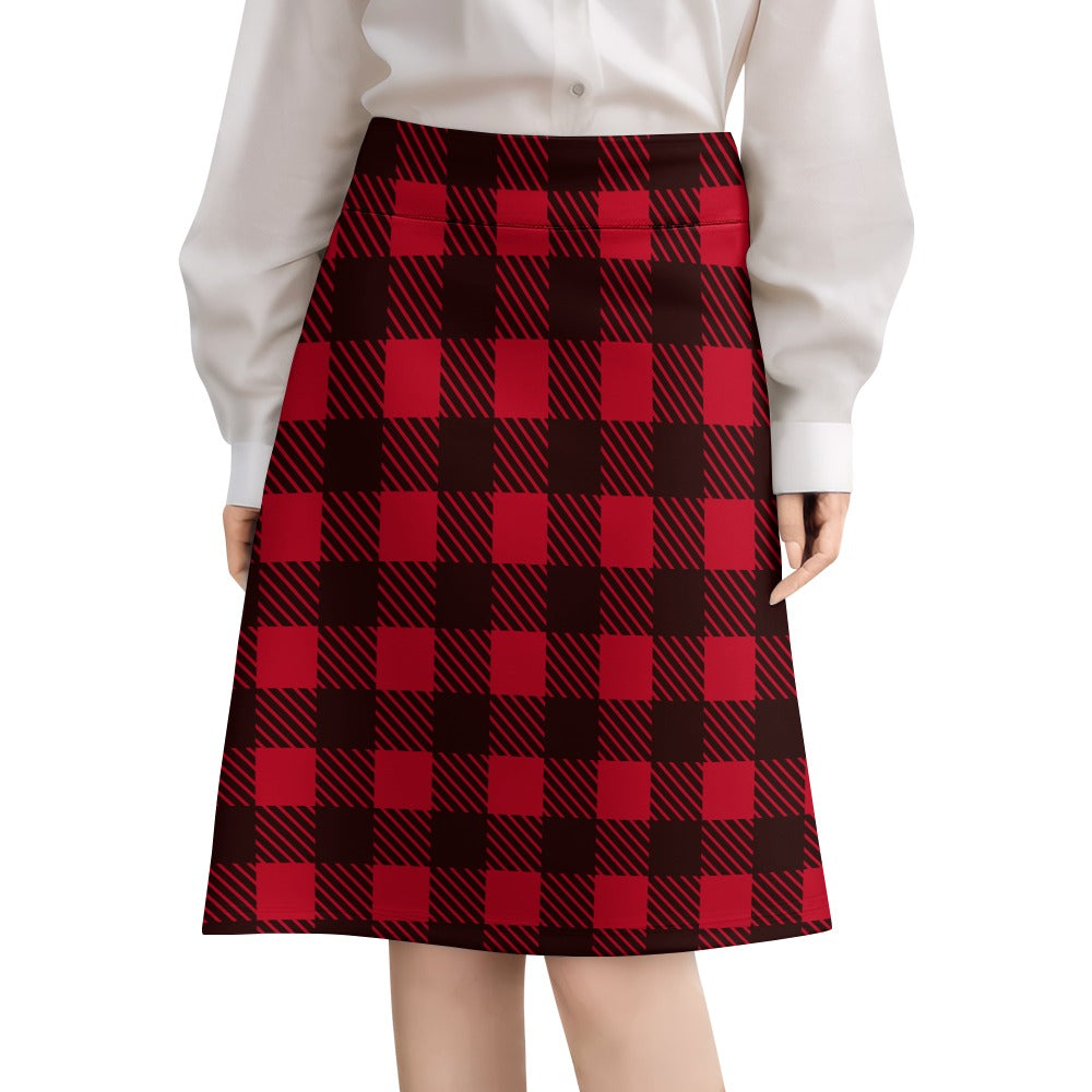 Red Black Checkerboard Lumberjack Zipper Skirt