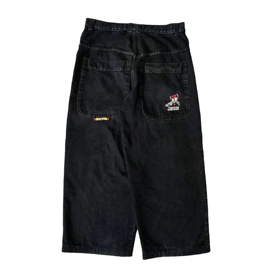 Harajuku Style Printed Jeans - Men's Loose Wide Leg Pants