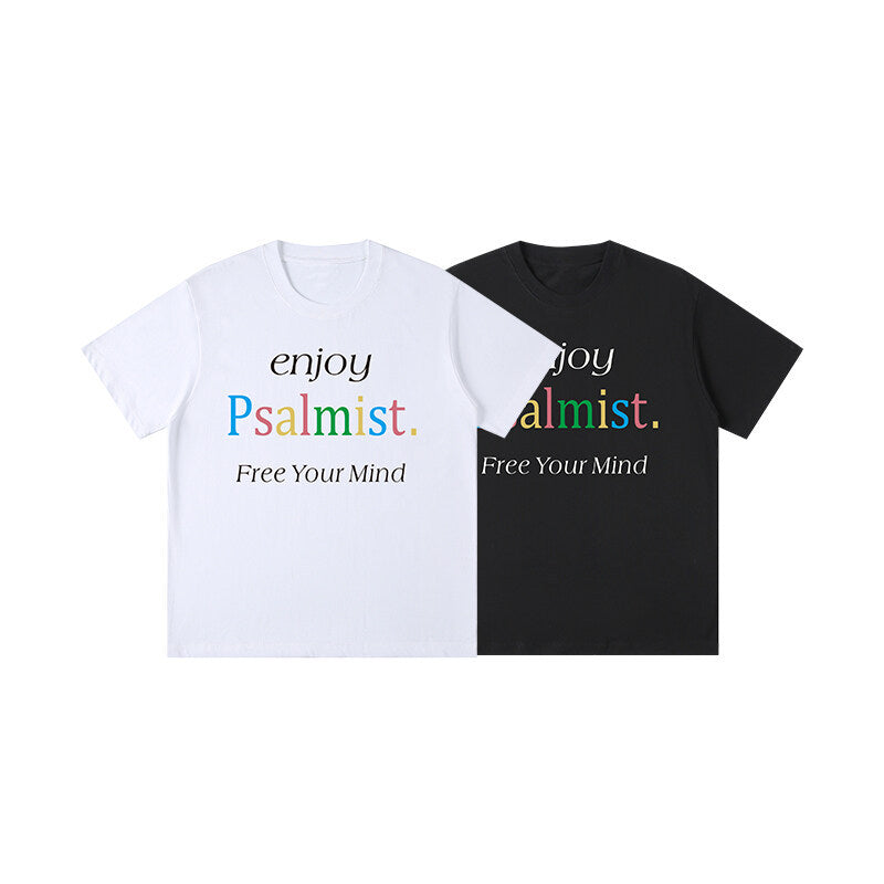 Harajuku Letter Print Loose Fit T-Shirt for Men & Women