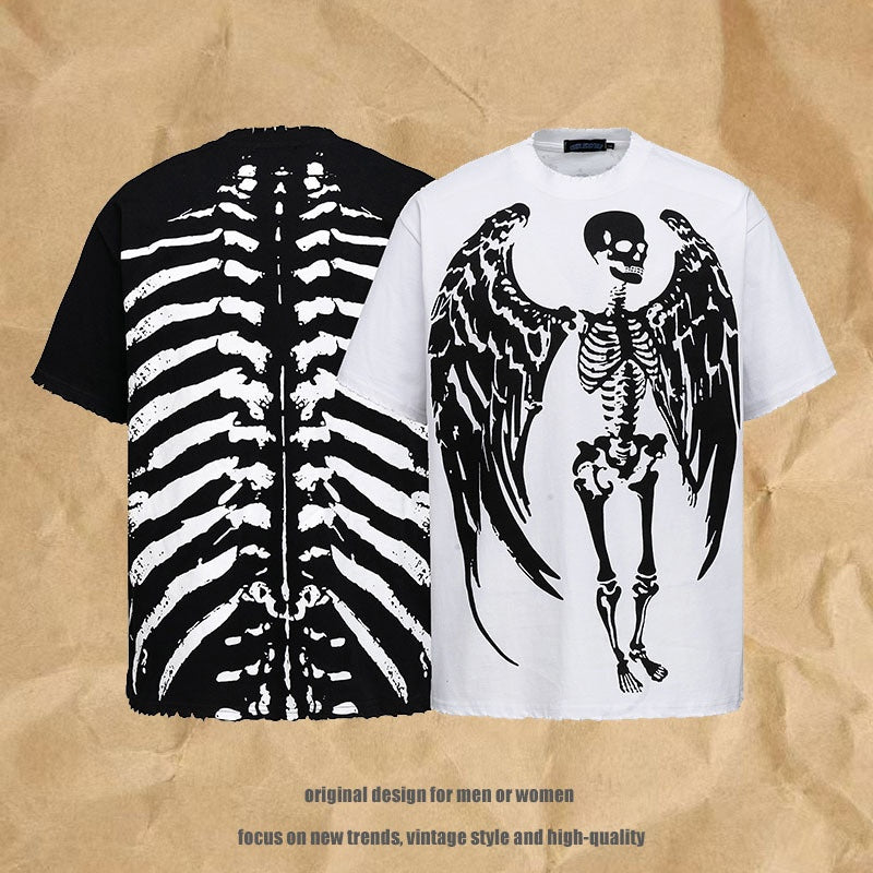 Harajuku Style Cartoon Skull Demon Cotton Tee
