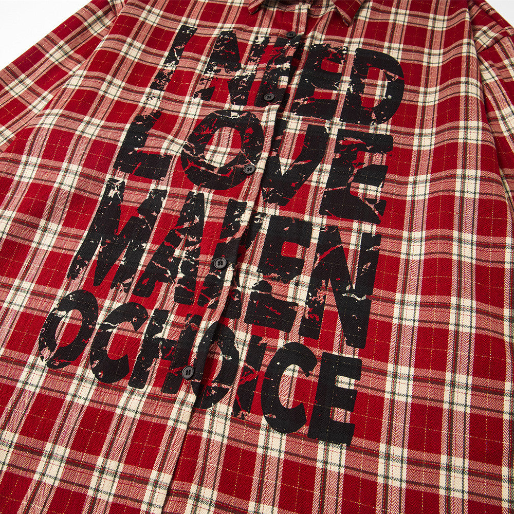 Harajuku Style Loose Plaid Shirt for Men