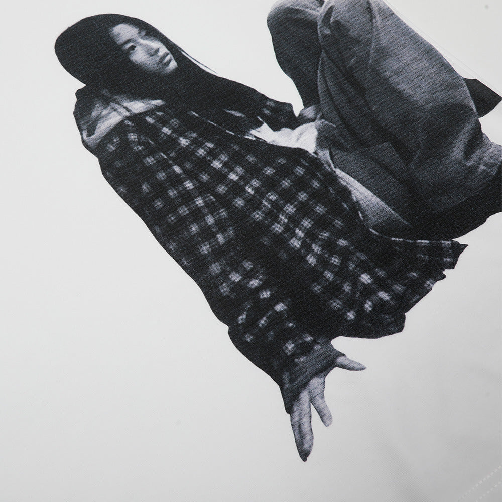 Harajuku Style Men's Casual Portrait Print T-Shirt