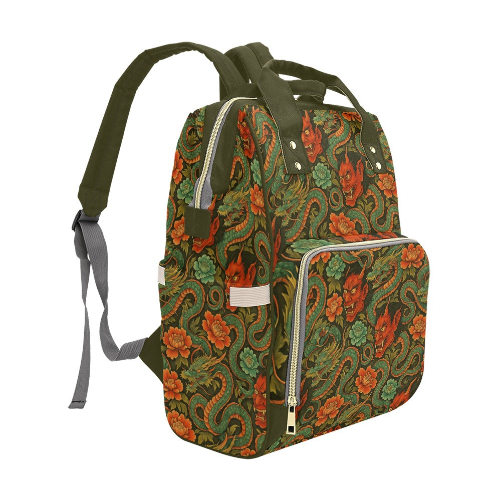 Red Dragon Devil Pattern Multi-Function Backpack