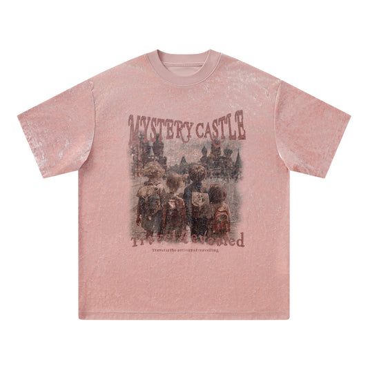 Hip-Hop Design Printed Suede T-Shirt - Harajuku Style