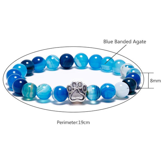 Dog Paw Natural Stone Bead Yoga Bracelet