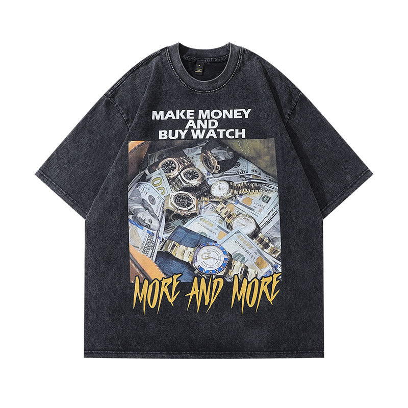 Retro Print Loose Fit Cotton T-Shirt - Harajuku Style