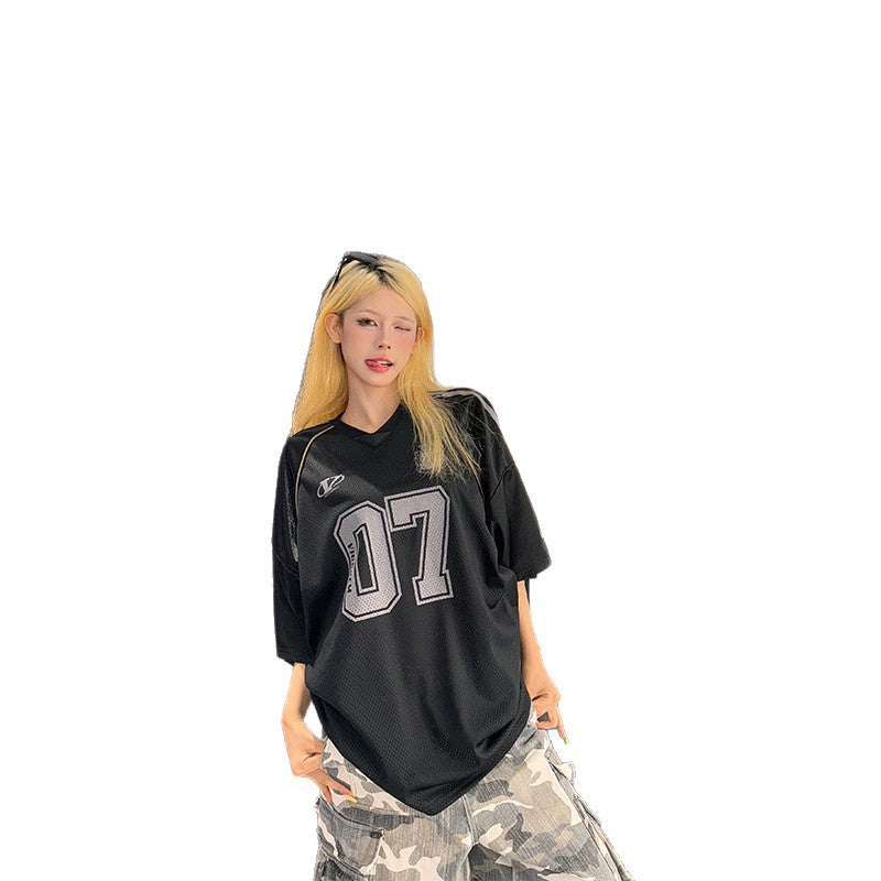 Harajuku Style Mesh Short Sleeved T-Shirt for Women