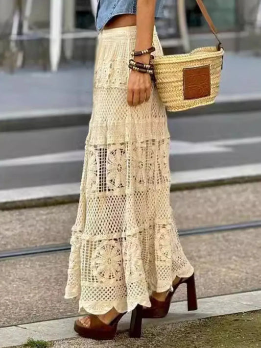 Openwork Crochet Maxi Skirt - Harajuku Style