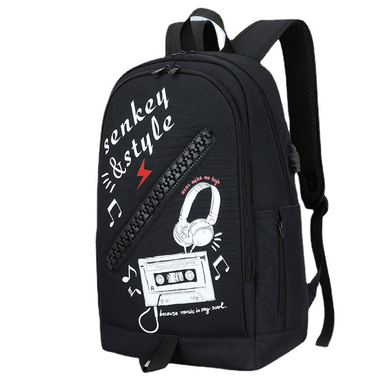 Harajuku Style Oxford Cloth Backpack - Large Zipper School Bag