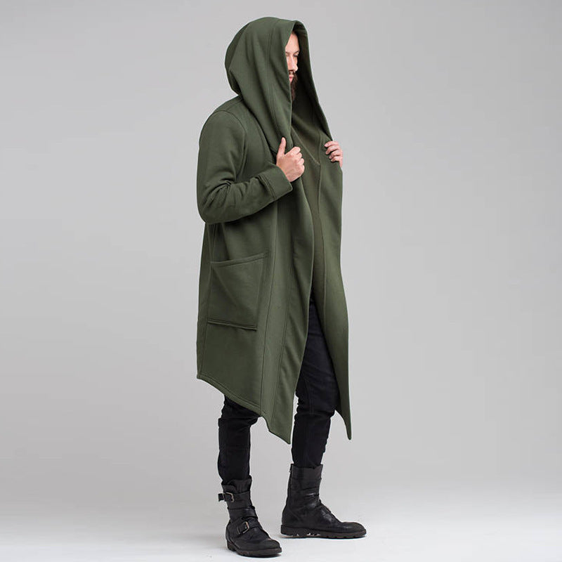 Harajuku Style Hooded Long Cardigan Coat for Men