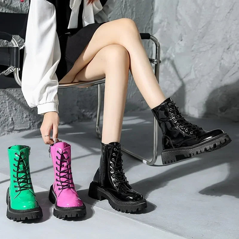 Harajuku Style Colorful Ankle Boots - Gothic Platform Punk