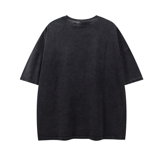 Retro Letter Print Loose Fit T-Shirt for Men