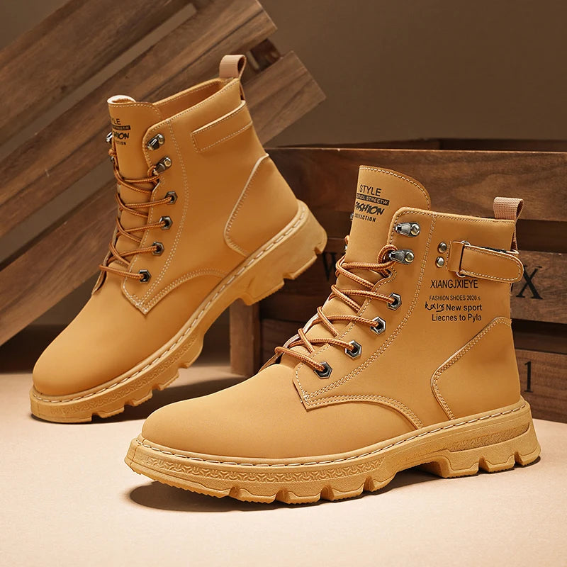 Harajuku Style Boots - Bold Yellow High Tops for Men