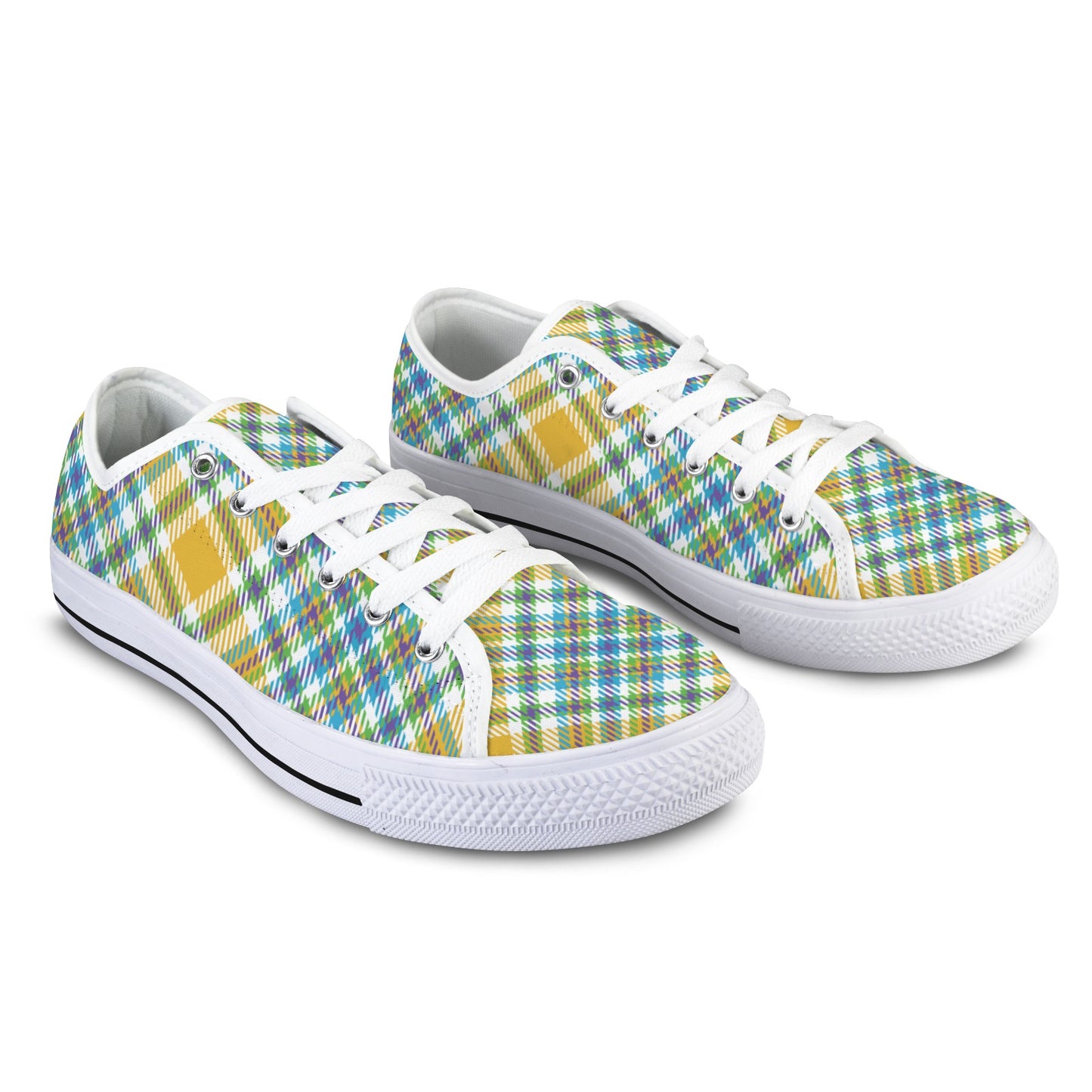 Yellow Plaid Low Top Women's Shoes