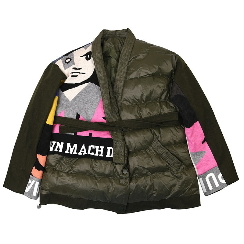 Harajuku Knitted Letter Patchwork Winter Jacket